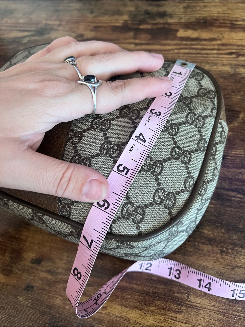 Vintage 80s Gucci Brown GG Supreme Canvas Wristlet with Sherry Line Stripe - Picture 11 of 14